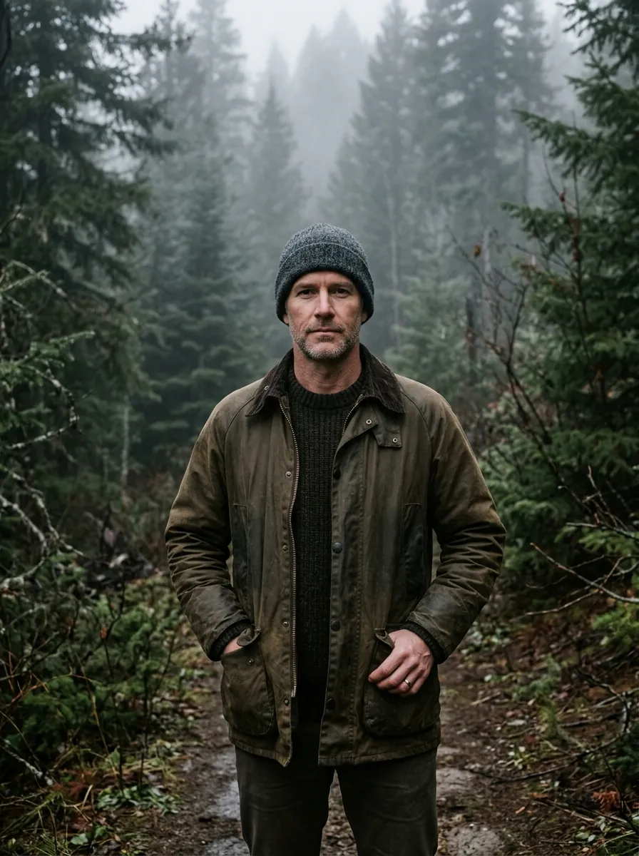 Reid Mercer at a foggy treeline