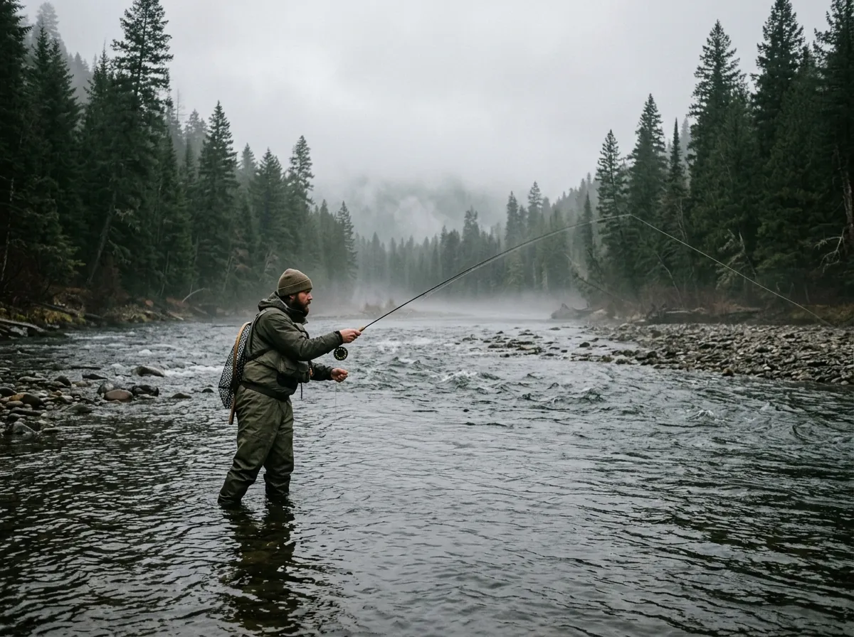 Fly fishing a gravel-bed river
